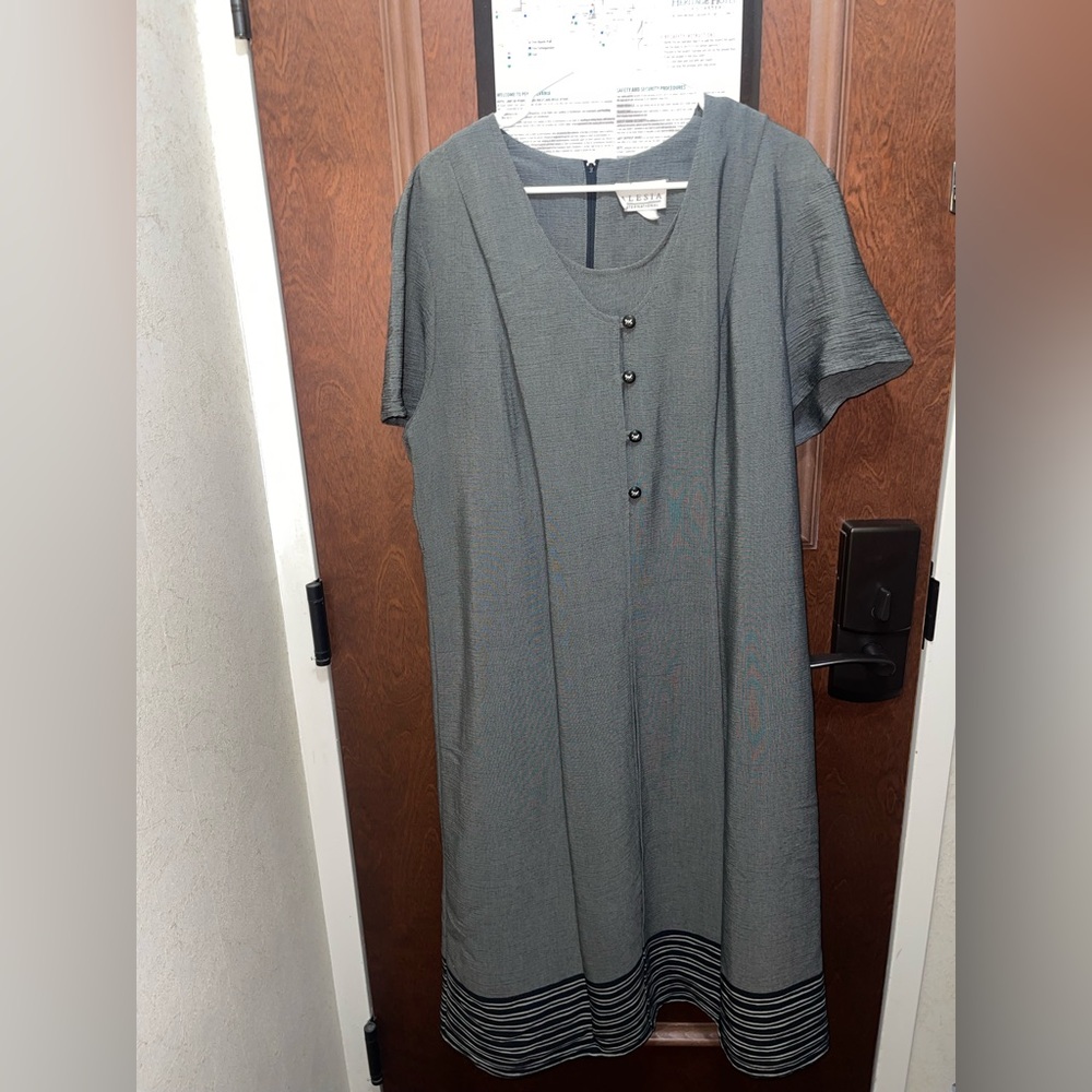 Alesia Charcoal Long Dress with Button Detail Sz 20W